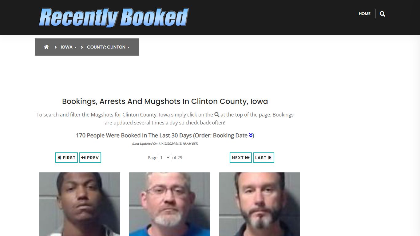 Bookings, Arrests and Mugshots in Clinton County, Iowa - Recently Booked