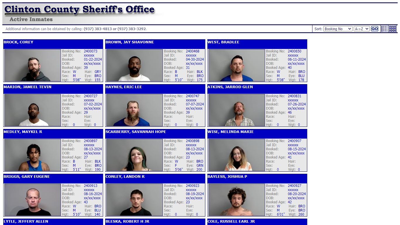 Clinton County Sheriff's Office - Active Inmates