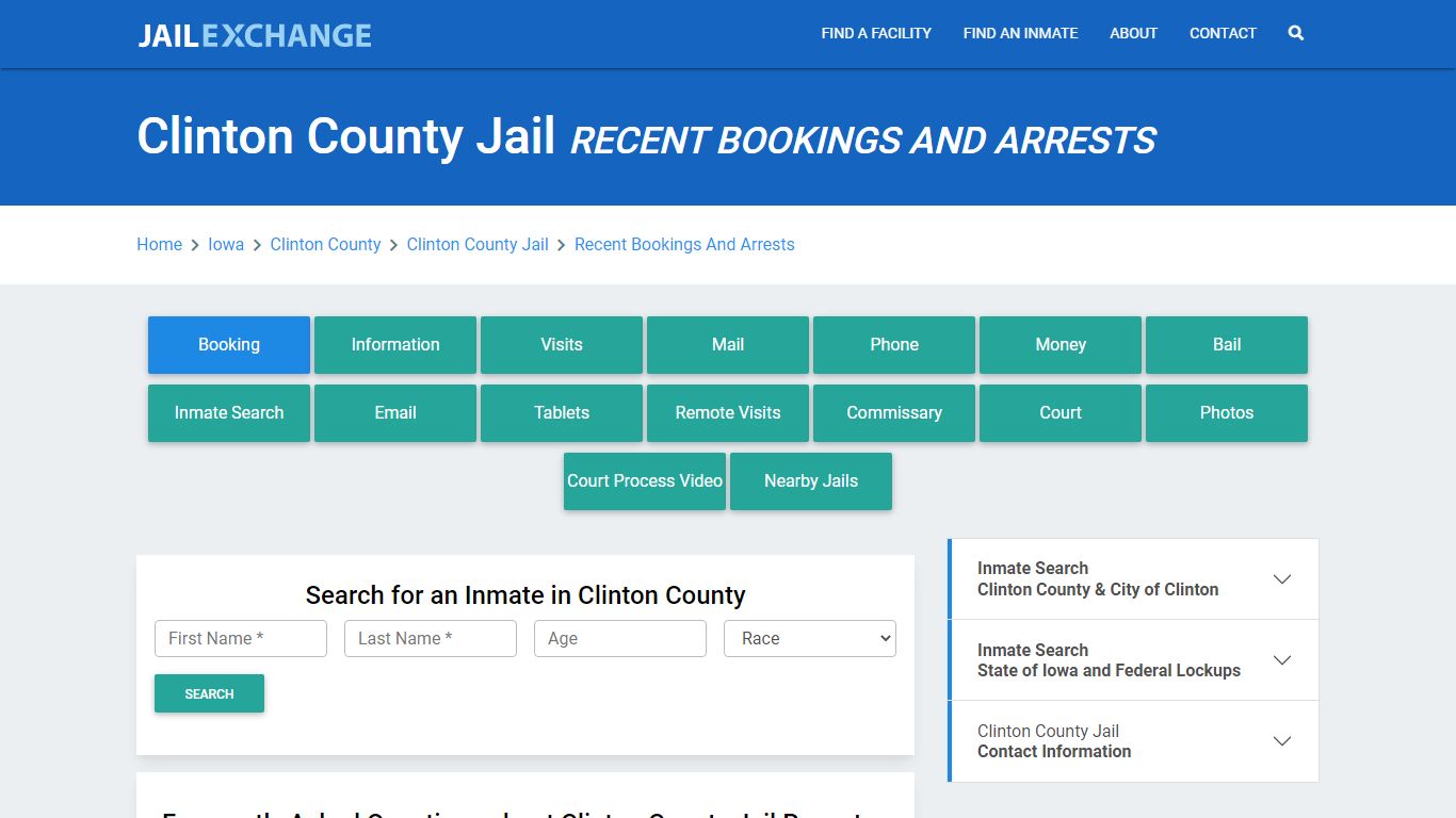 Clinton County Jail IA Recent Arrests and Bookings - Jail Exchange