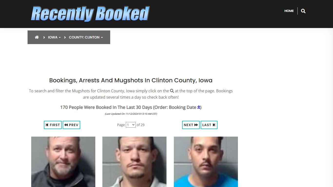 Bookings, Arrests and Mugshots in Clinton County, Iowa - Recently Booked